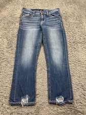 Daytrip Jeans Women 28 Virgo Distressed Grudge Whisker Mid Rise Denim Capri