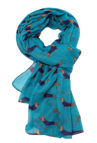 Womens dachshund scarf blue - scarf,