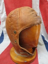 Vintage Early 20th Century Leather Flying Driving Motorcycle Helmet Skull Cap