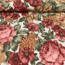 Rose Upholstery Fabric Orange Floral Terracotta Large Print Curtain Chair Pillow