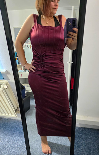 Quiz burgundy satin ruched - burgundy,