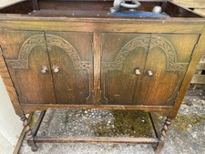 Antique Tyrela Wind Up Gramophone Record Player Cabinet