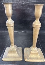 Stunning Antique Pair Of Brass Candlesticks 8” Very Old Models