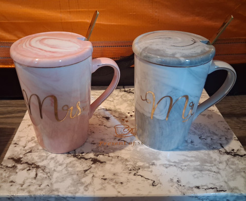 Mrs marbled ceramic mug - marbled,