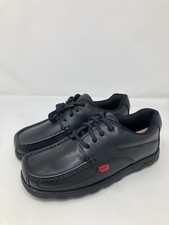 Kickers Fragma Lace 4 Eyelet Leather Boy's School Shoes - Black, UK 3 EU 36