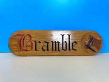 Vintage Hand Carved Wood Sign, BRAMBLE, Horse, Equestrian, Stables, Door