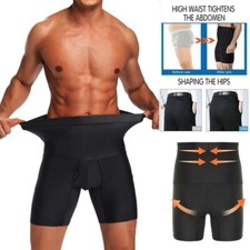 Men's High Waist Compression Boxer Shorts Girdle Pants Body Shaper Tummy Control