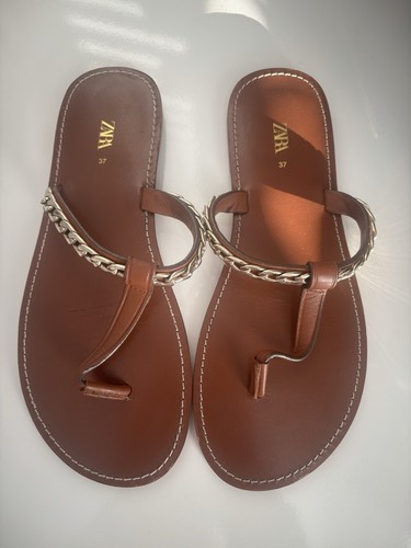 Zara tan gold sandals size - zara, &