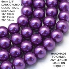 QUALITY GLASS PEARL NECKLACE 6mm DARK ORCHID 37 CHOICE of LENGTH & CLASPS