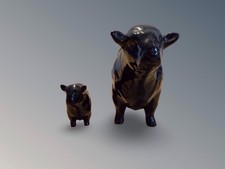 Beswick Style Black Galloway Bull & Calf/Small Bull