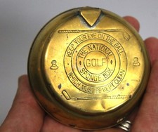 C.1900  ANTIQUE BRASS THE NATIONAL GOLF SPONGE BOX (GOLF BALL CLEANER)