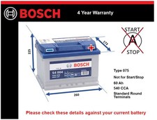 Battery fits TVR CHIMAERA CERBERA T350 SAGARIS Bosch 075 540A 60Ah New