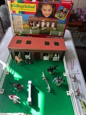 Britains horse stables complete, very rare. with horse jumping set.