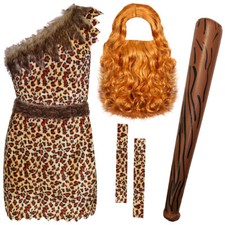 CAVEMAN COSTUME WITH WIG BEARD