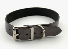 Dog Collar Grey Real Leather
