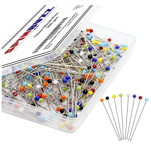 Sewing pins with - with, glass