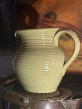 Vintage | Burton Stoneware Jug | Pale green / brown Handmade Jug, 9 Inches Tall