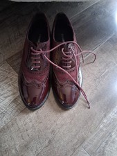 Graceland Burgundy Ladies Patient Leather/suede Brogues Size 5