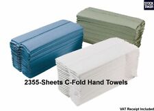 (2880-Sheets) C-Fold 1-Ply Hand Towel Recycled Paper (SELECT: Blue Green White)