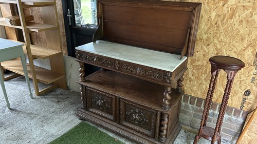 Antique carved two tier server - antique, two-tier
