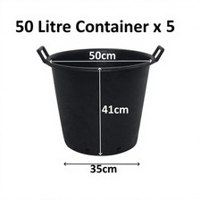 5 x 50 Litre Plant Tree Pot With Handles Heavy Duty 50L Lt Big Large Plastic
