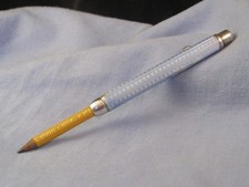 S MORDAN ANTIQUE GUILLOCHE ENAMEL STERLING SILVER MECHANICAL DROP ACTION PENCIL