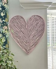 Large Rose Pink Wicker Heart -