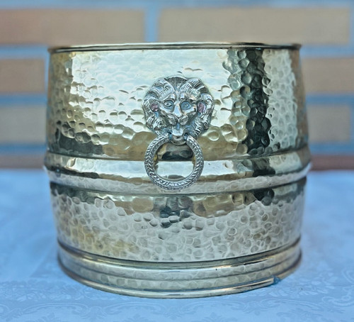 Hammered brass ice bucket vase - ice,