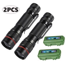 2x 1200000LM USB Rechargeable LED Flashlight Super Bright Torch Tactical Lamp