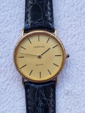 Certina Vintage Men's Dress Watch Gold Swiss Made - New Battery & Leather Strap