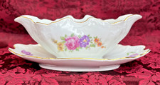 RGK Czechoslovakia Bernadotte Gravy Boat w Attached Drip Tray Sauce Boat Saucier