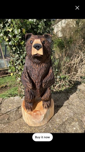 Chainsaw carved bear - carved,