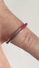 Genuine Pandora Solid Sterling Silver Pink Cerise Radiant Hearts Ring Size S 60