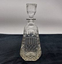Vintage Pressed Glass Liquor Decanter 25cm High Trademark & Eagle on Stopper