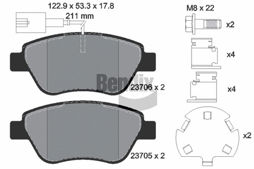 Front brake pad set - front, disc
