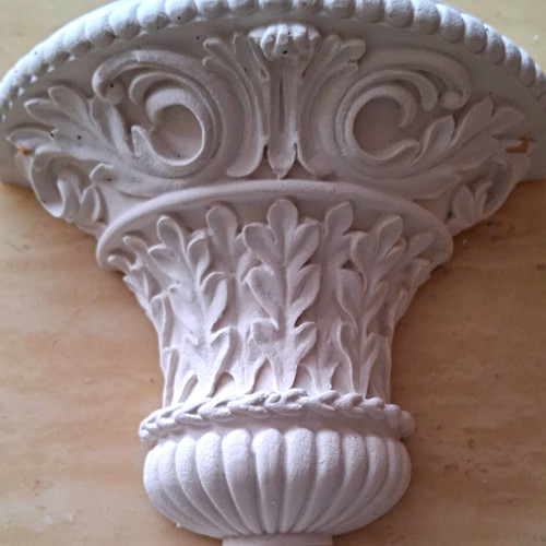 Ornate white plaster corbel - ornate,