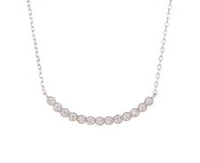 ARGENTO VIVO Curved Crystal Bar Necklace 18kt White Gold Plate  Sterling NEW $68
