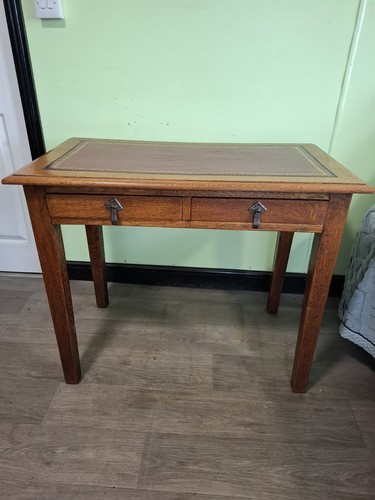 Oak red leather top - oak,