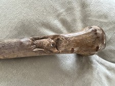 Unique Antique Carved Wooden Riding Hunting Crop Whip with Carved Fox Folk Art