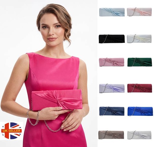 Women satin pleated clutch bag - pleated,