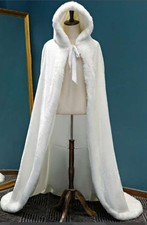 Faux Fur White Wedding Hooded