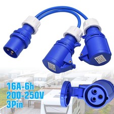 16A Splitter Cable 240V Caravan Motorhome 2 Way Hook Up Y Piece 16 Amp Sockets