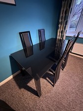 Extendable Black Glass Dining