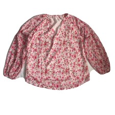 Women's Casual Tunic Top Floral Print  V-Neck Long Sleeve Loose Blouse Red 6-8