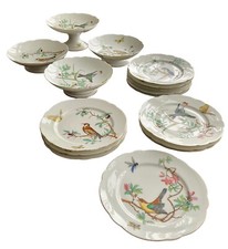 ANTIQUE CIRCA 1880 FRENCH HARD PASTE PORCELAIN 4 TAZZA/12PLATES DINNER SERVICE