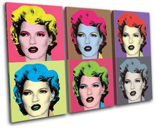 Warhol Kate Moss Banksy Painting TREBLE CANVAS WALL ART Picture Print VA