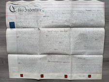 New Romney Kent Vellum Indenture Land Deed 1847 Reeve to Ayers Wax Seals