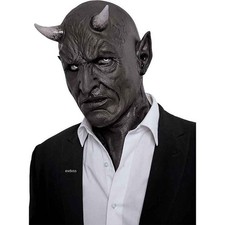 2025 Halloween Costume Cosplay Horror Demon Horn Mask Devil Killer Latex Helmet