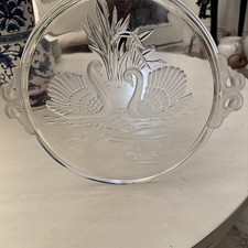 Mikasa Walther-glas SWAN CRYSTAL 15" CAKE PLATE TRAY vintage West Germany