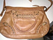 River Island Tan Soft Pristine Leather Shoulder Bag, Vintage .